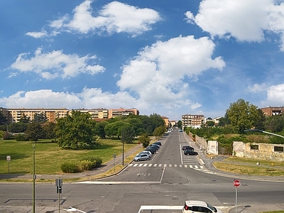 多云的蓝色天空城市广场建筑乡村景观风景 城市外景