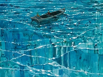 现代蓝色清澈大海风景画 风景装饰画