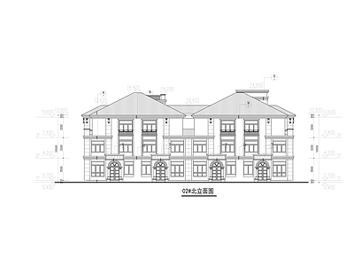 3层325平西班牙风格联排别墅建筑设 施工图