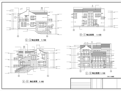 坡屋顶别墅建筑 施工图