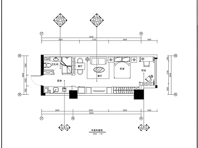 公寓样板装饰施工全套图 施工图 一室一厅 小户型