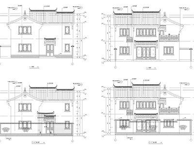 新中式自建别墅平立面图纸及建筑设计材料说明 施工图