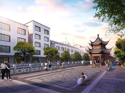 新中式老城区滨河景观带改造
