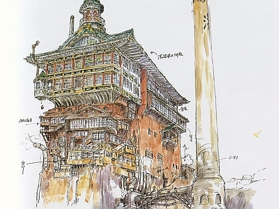 宫崎骏动漫插画手机壁纸日式装饰画