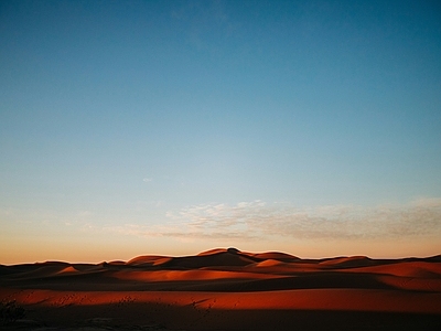 沙漠夕阳自然风景