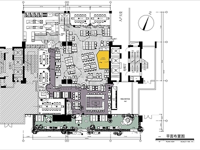 1200㎡两层设计感创意餐厅平面布置图 施工图