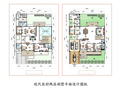 现代农村两层别墅平面设计图纸