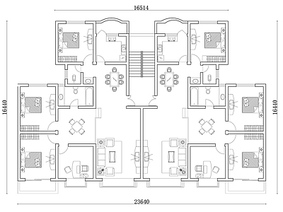 343m²公寓住宅平面设计图纸 施工图