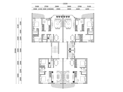 324m²公寓住宅平面设计图纸 施工图