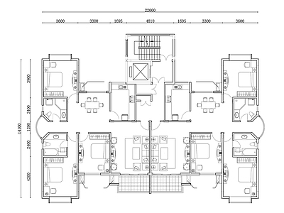 317m²公寓住宅平面设计图纸 施工图