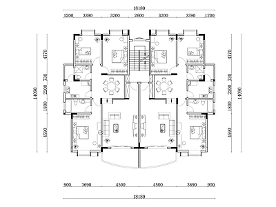 275m²公寓住宅平面设计图纸 施工图