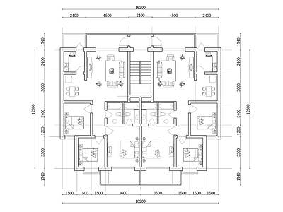 235m²公寓住宅平面设计图纸 施工图