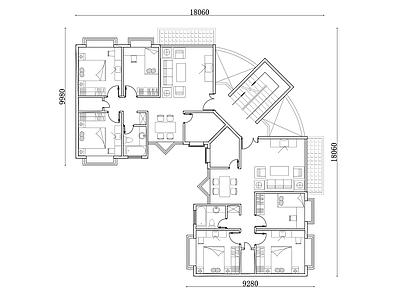 225m²公寓住宅平面设计图纸 施工图