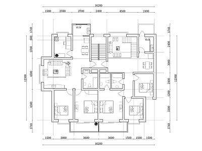 224m²公寓住宅平面设计图纸 施工图