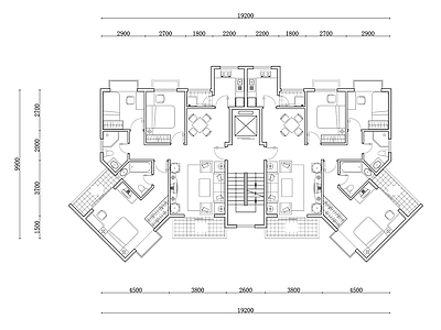 223m²公寓住宅平面设计图纸 施工图