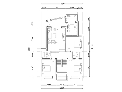 132m²公寓住宅平面设计图纸 施工图