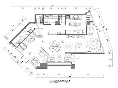 现代轻奢 西餐厅 平面图 施工图