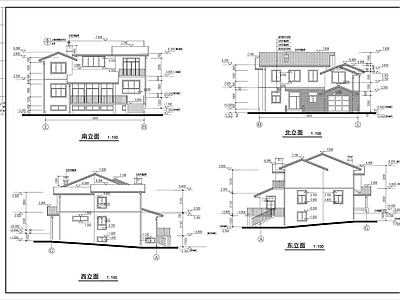 山东某地区二层别墅建筑设计方案图 施工图