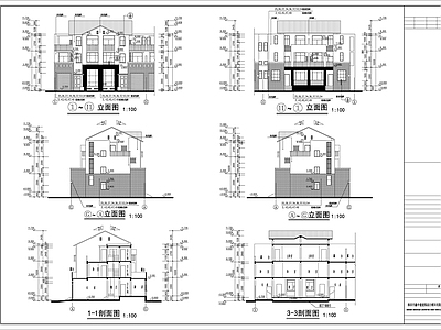 三层现代风格乡村别墅全套建筑设计图 施工图