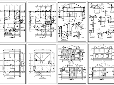 简约小型别墅建筑设计图全套 施工图