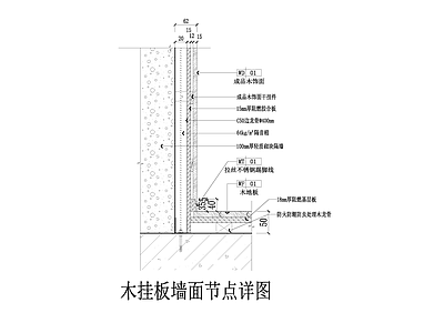 木挂板墙面节点详图 施工图