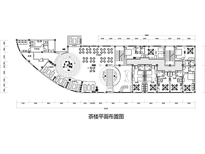 中式茶室 茶楼平面 施工图