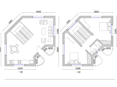 户型优化 两层小户型公寓设 单空间公寓平面图 现代小户型住宅 功能性公寓布局 紧凑型住宅设计 施工图