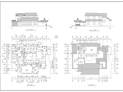 中式其他别墅建筑 三套古建别墅 施工图