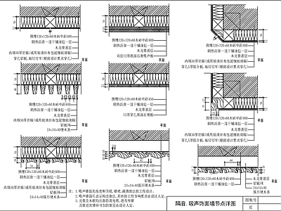 现代新中式墙面节点 隔音吸声饰面墙 节点图 GRG节点 施工图