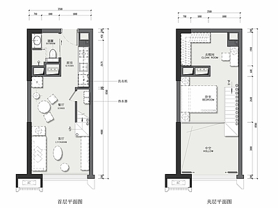 现代公寓 30平方米公寓平 公寓设计 复式公寓 小别墅 施工图