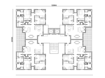 户型优化 四房公寓设计图 塔楼住宅平面图 四居室公寓布局 高层住宅平面设计 四平面图 施工图