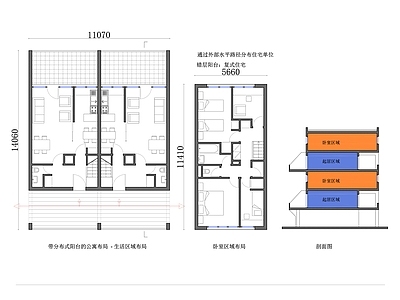 户型优化 复式跃层公寓设计 跃层公寓平面图 复式公寓设计图 立体公寓布局图 复层住宅平面设计 施工图