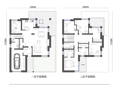 户型优化 两层独栋别墅平 独栋别墅二层平面 独立屋双层平面布 两层别墅设计图 施工图