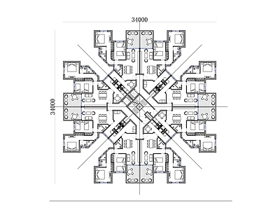 户型优化 现代住宅楼平面设 现代住宅平面图 现代建筑设计图 现代公寓平面布局 现代住宅设计 施工图