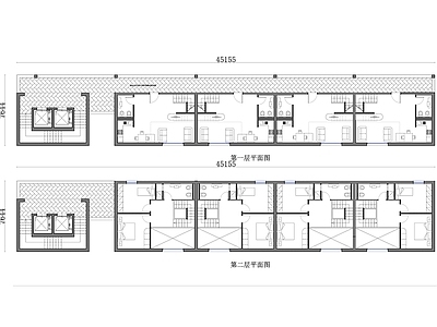 户型优化 两层走廊公寓平面 双层走廊公寓布局 两层公寓平面图 走廊式住宅设计图 两层公寓走廊布局 施工图