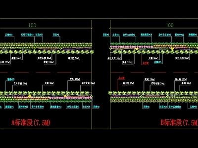 现代道路绿化 市政道路绿化工程 施工图