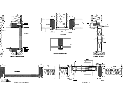 现代墙面节点 玻璃隔断节点 防火玻璃隔断 防火隔断 施工图