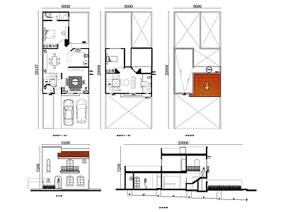 现代别墅建筑 两层住宅设计图 现代住宅图纸 住宅 两层楼房设计图 现代别墅设计 施工图