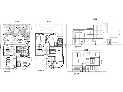 现代别墅建筑 现代两层住宅 现代风格别墅设计 住宅 现代独栋住宅图纸 两层楼房设计图 施工图