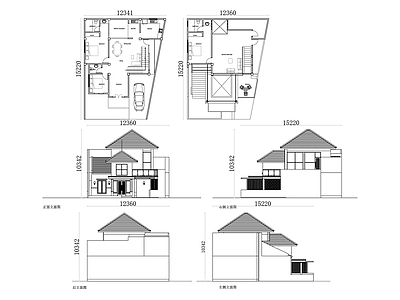 现代别墅建筑 两层木屋设计 现代木屋图纸 住宅 现代风格木屋 木结构住宅设计 施工图