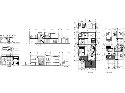 现代别墅建筑 现代两层住宅 现代风格别墅设计 住宅 现代独栋住宅图纸 两层楼房设计图 施工图