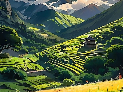 现代挂画 卡通风景 卡通挂画 唯美风景 宫崎骏