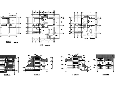 新中式现代别墅建筑 自建房 豪宅 施工图