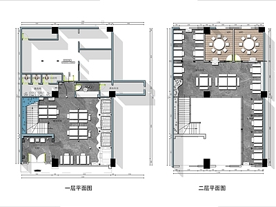 中式复古火锅店 两层连锁品牌 火锅店 包厢 施工图