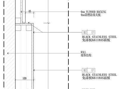 现代墙面节点 木饰面硬包节点 施工图