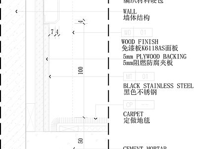 现代墙面节点 木踢脚硬包节点 施工图