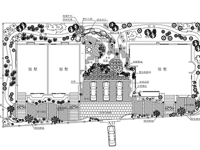 现代中式庭院 别墅景观 园景观 园 私家 别墅 施工图