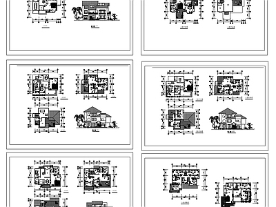 现代中式别墅建筑 自建房 豪宅 联排别墅 民宿 施工图