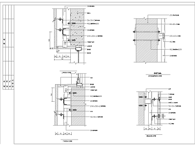 现代其他节点详图 干挂上封台 加气块墙预埋件大 干挂下封大 大理石墙面干挂大 干挂横向大样 施工图