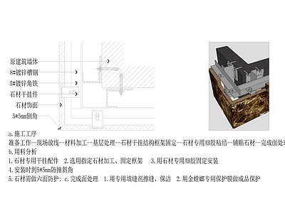 现代墙面节点 干挂石材 施工图